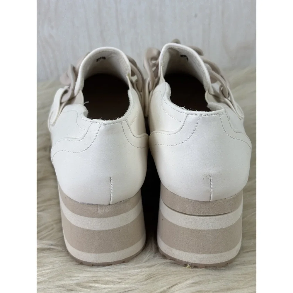 Pierre Dumas Paloma-1 Platform Sneakers Womens 8.5 Ivory Chain Comfort Loafers
